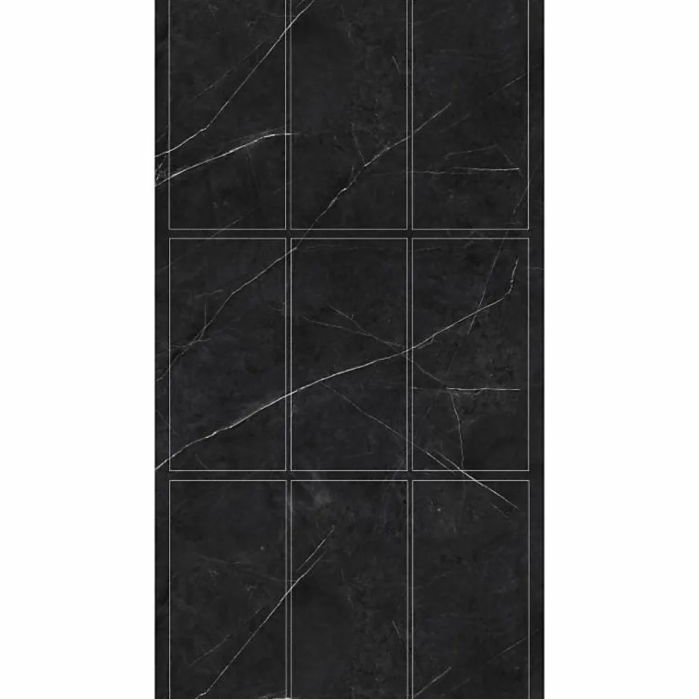 Panneau Mural De Salle De Bains|Decoon Lot de 8 Dalles Murales Douche SPC/PVC Décor Marbre Noir satiné - 38,9x77,8cm - 2,42M²