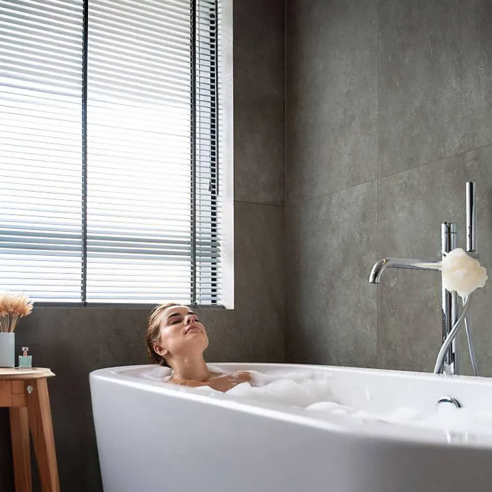 Panneau Mural De Salle De Bains|Decoon Lot de 4 Dalles Murales Douche SPC/PVC Décor effet Pierre Gris - 59,2x118,4cm - 2,8M²