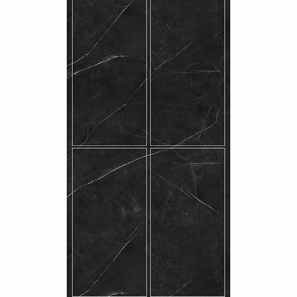 Panneau Mural De Salle De Bains|Decoon Lot de 4 Dalles Murales Douche SPC/PVC Décor Marbre Noir satiné - 59,2x118,4cm - 2,8M²