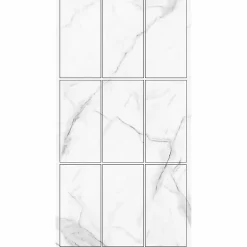 Decoon Lot de 8 Dalles Murales Douche SPC/PVC Décor Marbre Blanc Brillant - 38,9x77,8 cm - 2,42 m²