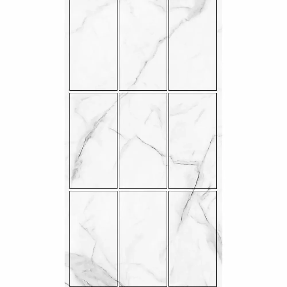 Decoon Lot de 8 Dalles Murales Douche SPC/PVC Décor Marbre Blanc Brillant - 38,9x77,8 cm - 2,42 m²