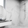 Decoon Lot de 4 Dalles Murales Douche SPC/PVC Décor Marbre Blanc brillant - 59,2x118,4cm - 2,8M²