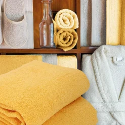 Serviette De Bain|Linnea Lot de 2 draps de bain 90x150 cm ALPHA jaune Or
