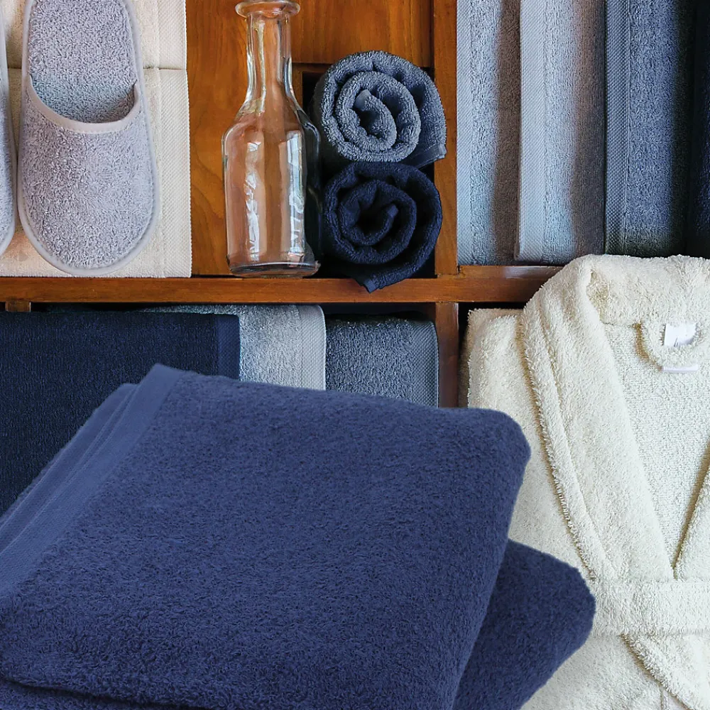 Linnea Lot de 2 draps de douche 70x130 cm ALPHA bleu Marine