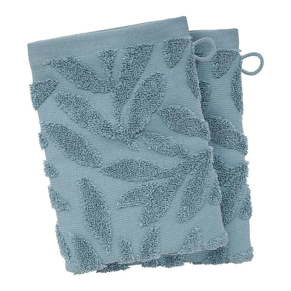 Serviette De Toilette|Atmosphera Créateur D'Intérieur Lot de 2 gants - coton - bleu - 15x21 cm - Atmosphera