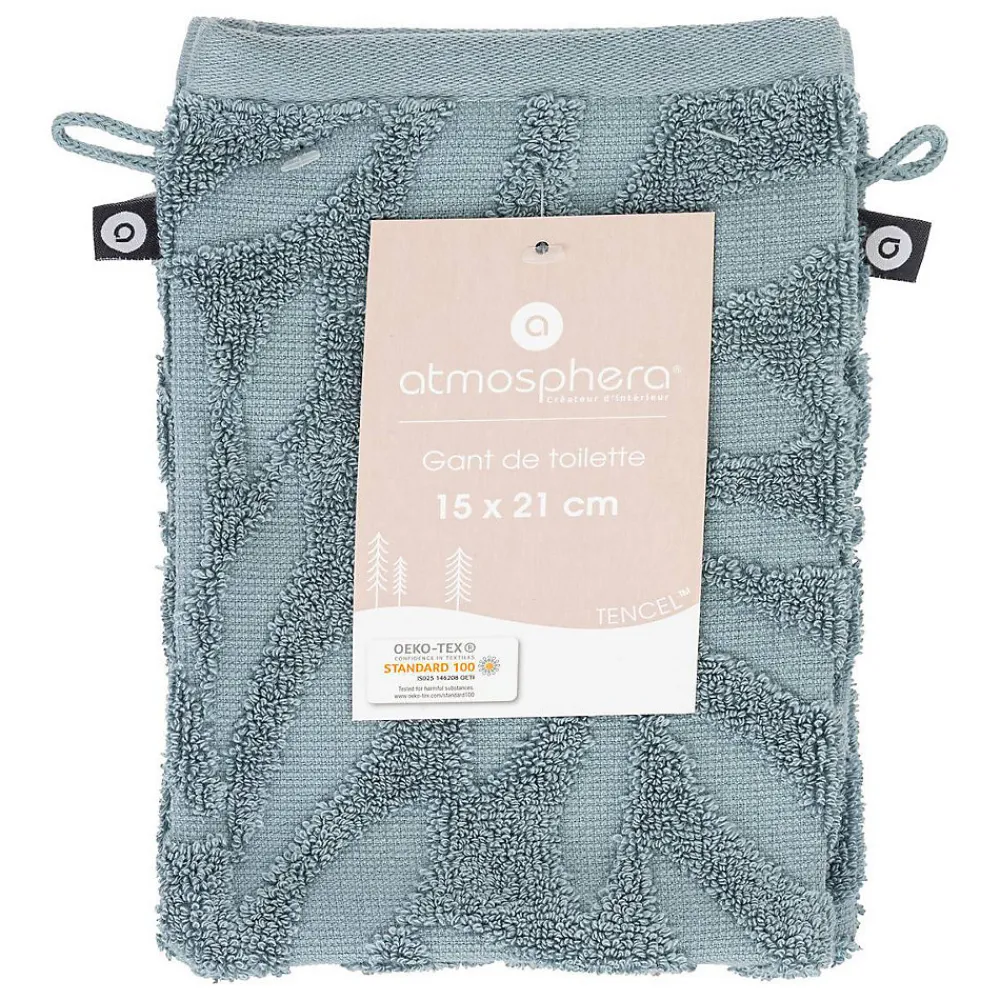 Serviette De Toilette|Atmosphera Créateur D'Intérieur Lot de 2 gants - coton - bleu - 15x21 cm - Atmosphera