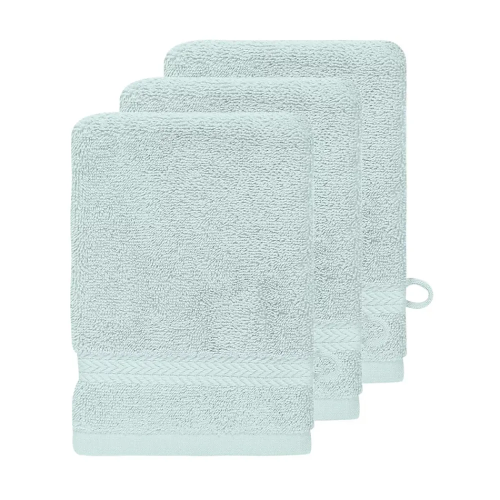 Sensei Maison Lot de 3 gants de toilette 550 g/m² Bleu Arctic 16x22 cm LUXURY