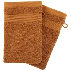 Eden Lot de 2 gants de toilette 15 x 21 cm Couleur moderne cannelle