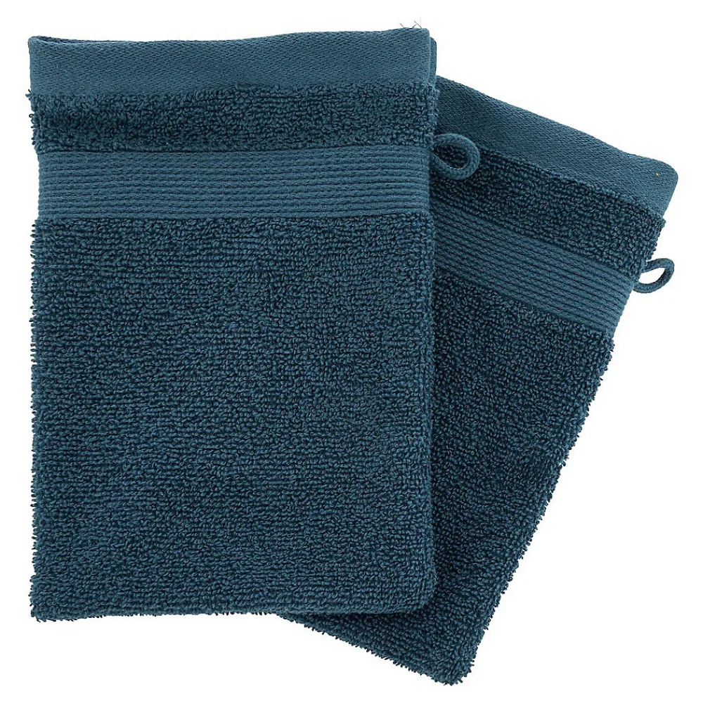 Gant De Toilette|Eden Lot de 2 gants de toilette 15 x 21 cm Couleur moderne bleu encre