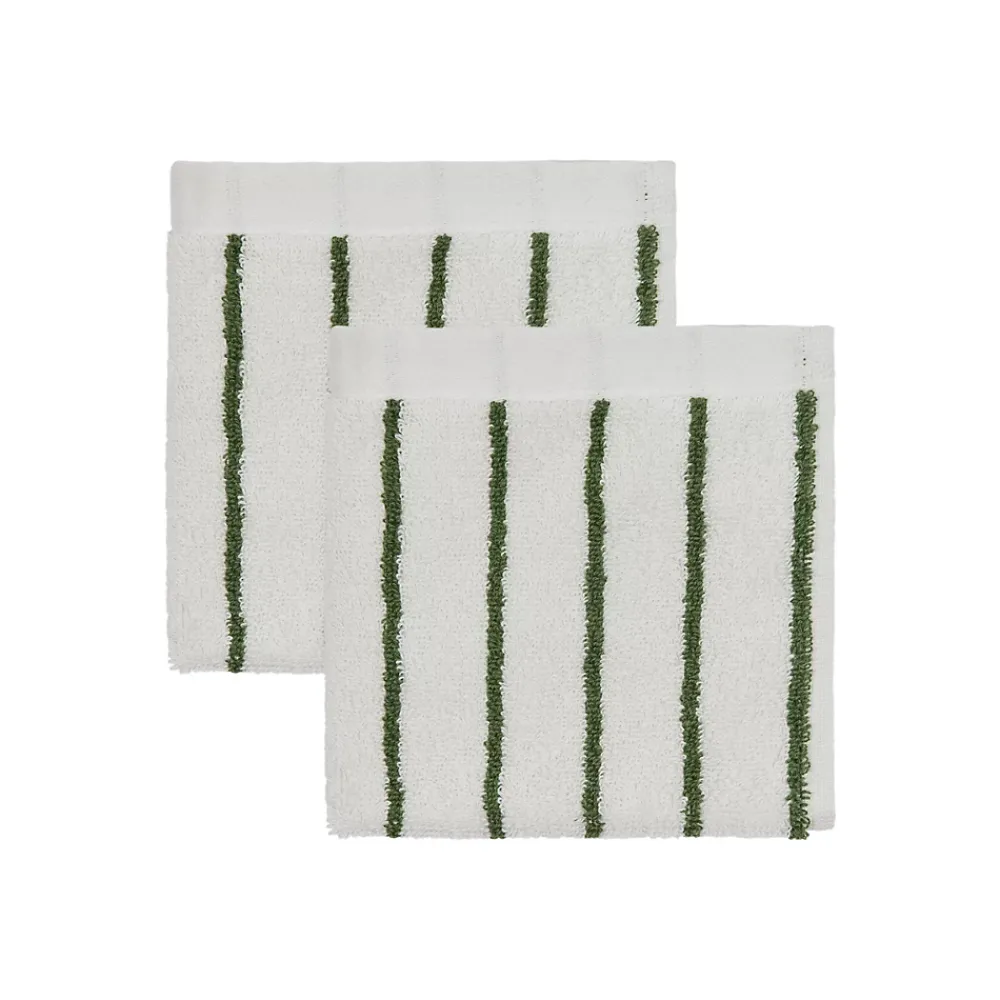 OYOY Living Lot de 2 gants de toilette blanc en coton organique h30x30cm