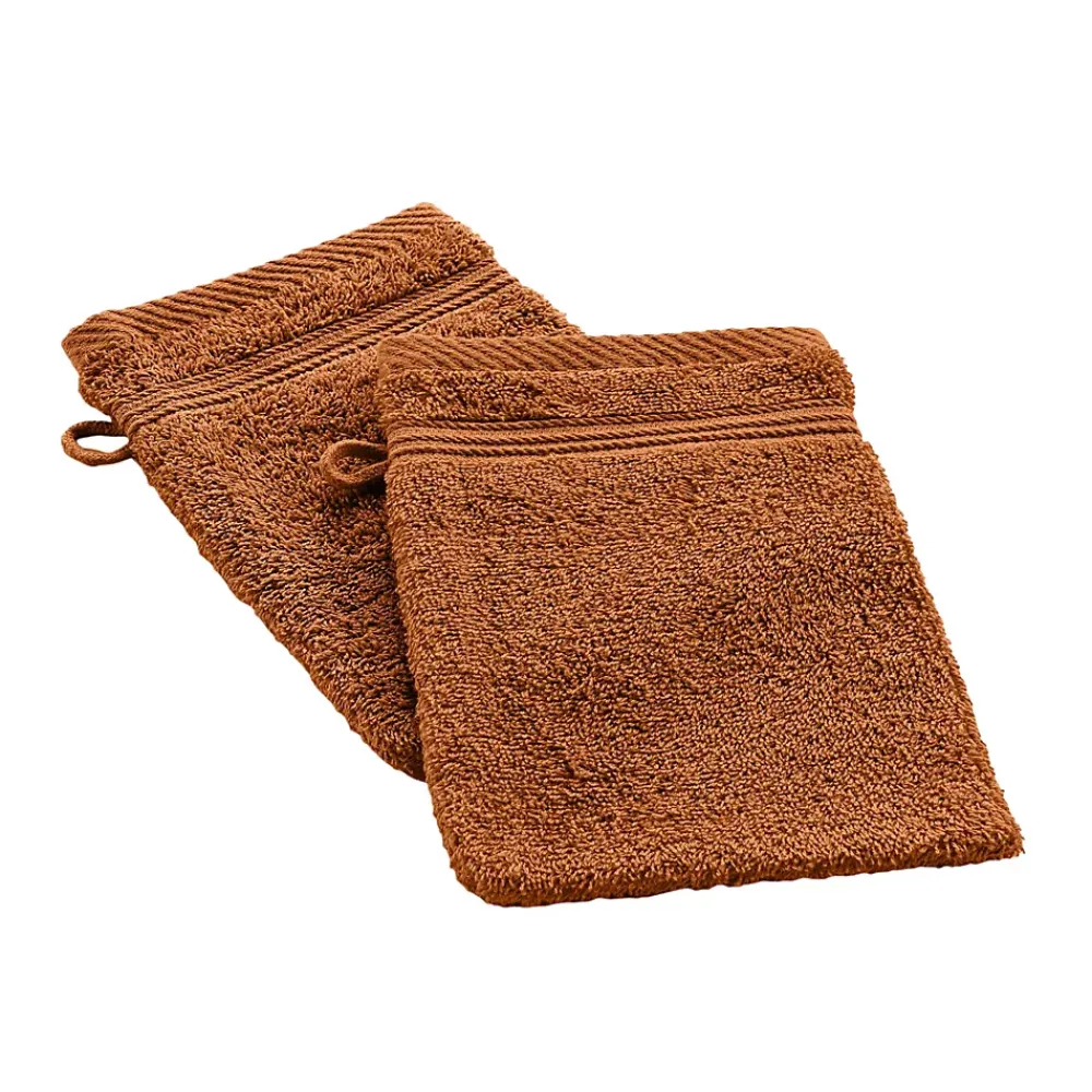 Serviette De Toilette|Eden Lot de 2 gants de toilette 15 x 21 cm Tendresse caramel