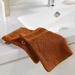 Serviette De Toilette|Eden Lot de 2 gants de toilette 15 x 21 cm Tendresse caramel