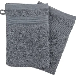 Gant De Toilette|Atmosphera Créateur D'Intérieur Lot de 2 gants de toilette - coton 450 gr/m² - gris anthracite 15x21 cm - Atmosphera