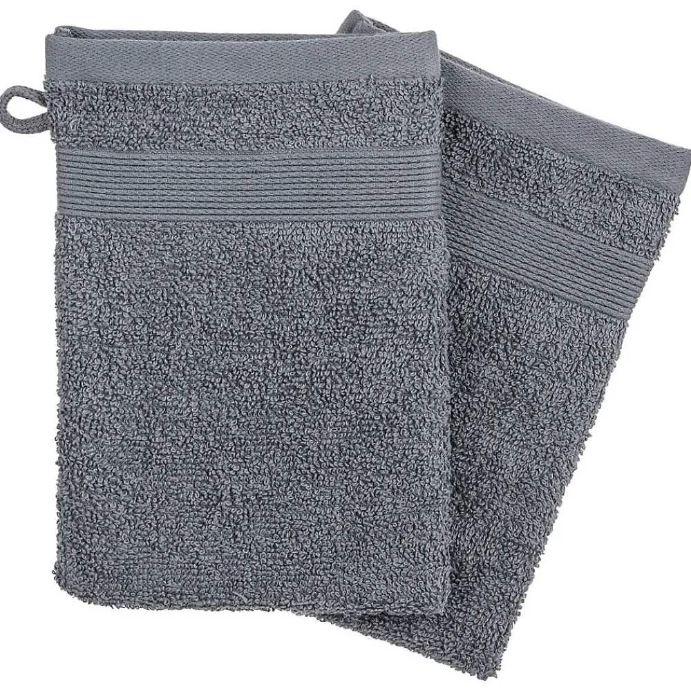 Gant De Toilette|Atmosphera Créateur D'Intérieur Lot de 2 gants de toilette - coton 450 gr/m² - gris anthracite 15x21 cm - Atmosphera