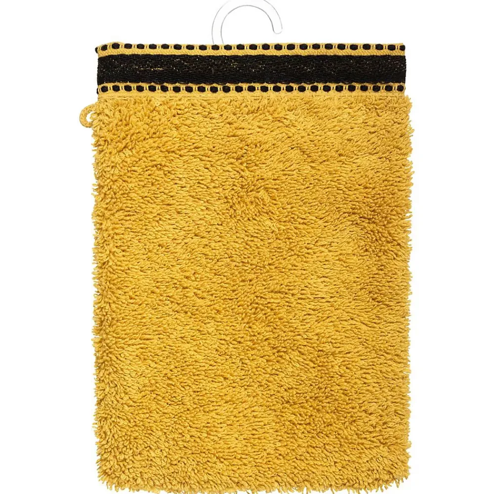 Atmosphera Créateur D'Intérieur Lot de 2 gants de toilette Joia - coton 550 gr/m² - jaune moutarde 15x21 cm - Atmosphera
