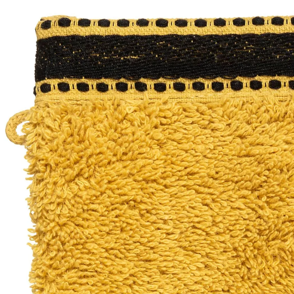 Atmosphera Créateur D'Intérieur Lot de 2 gants de toilette Joia - coton 550 gr/m² - jaune moutarde 15x21 cm - Atmosphera