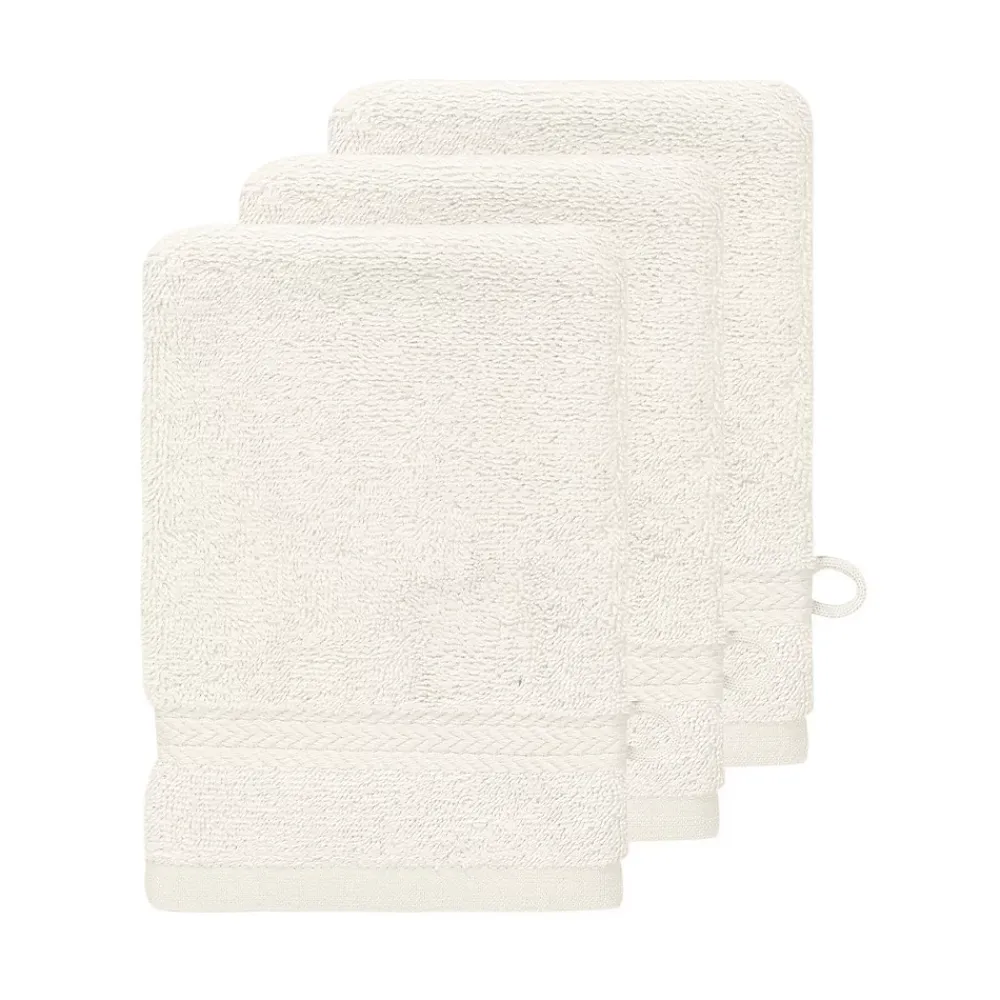 Gant De Toilette|Sensei Maison Lot de 3 gants de toilette 550 g/m² Ecru 16x22 cm LUXURY