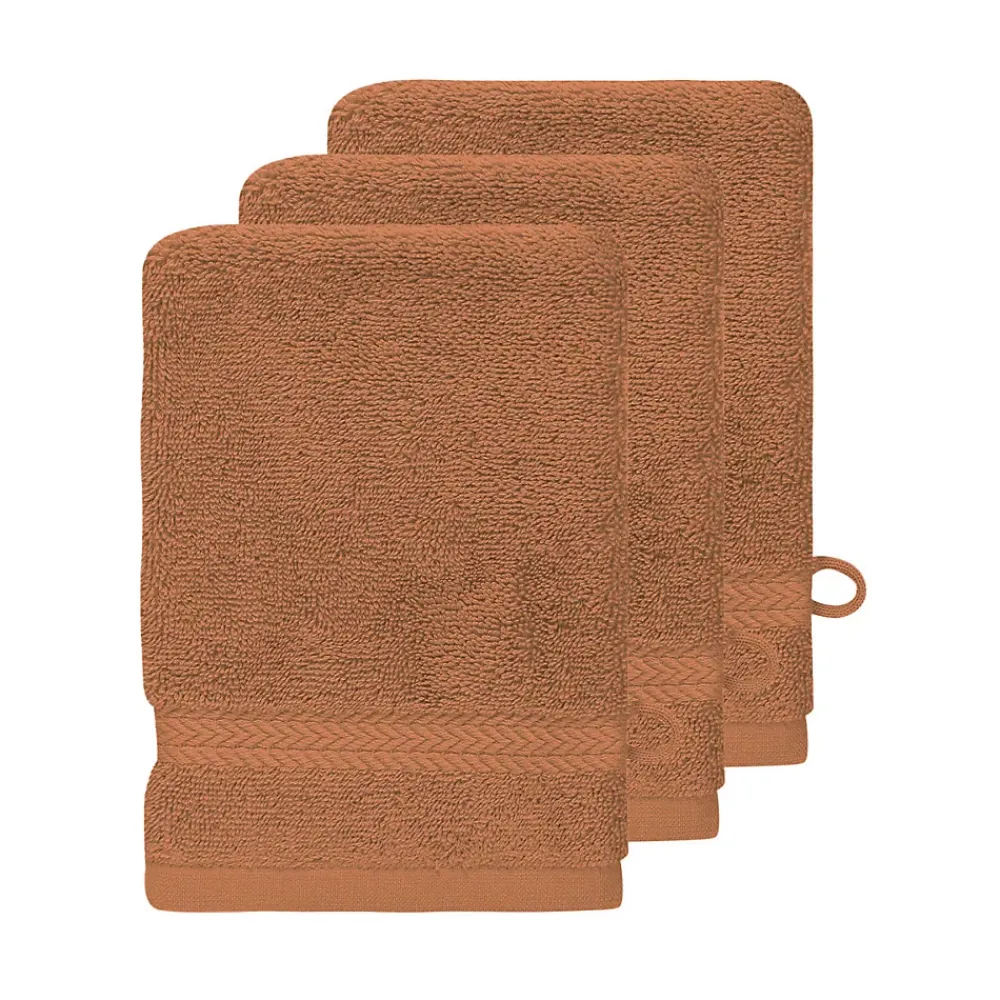 Gant De Toilette|Sensei Maison Lot de 3 gants de toilette 550 g/m² Brique 16x22 cm LUXURY
