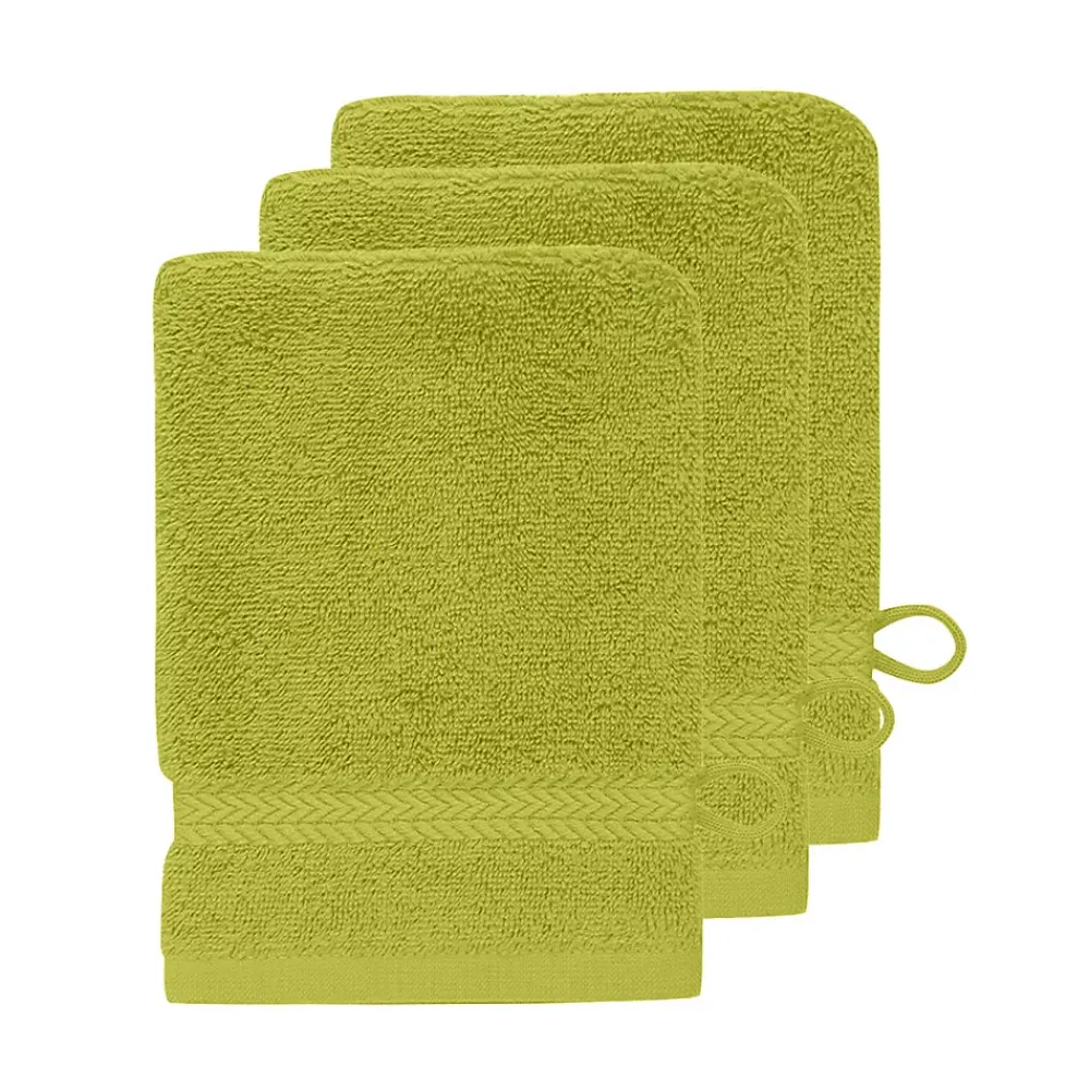Sensei Maison Lot de 3 gants de toilette 550 g/m² Citronelle 16x22 cm LUXURY