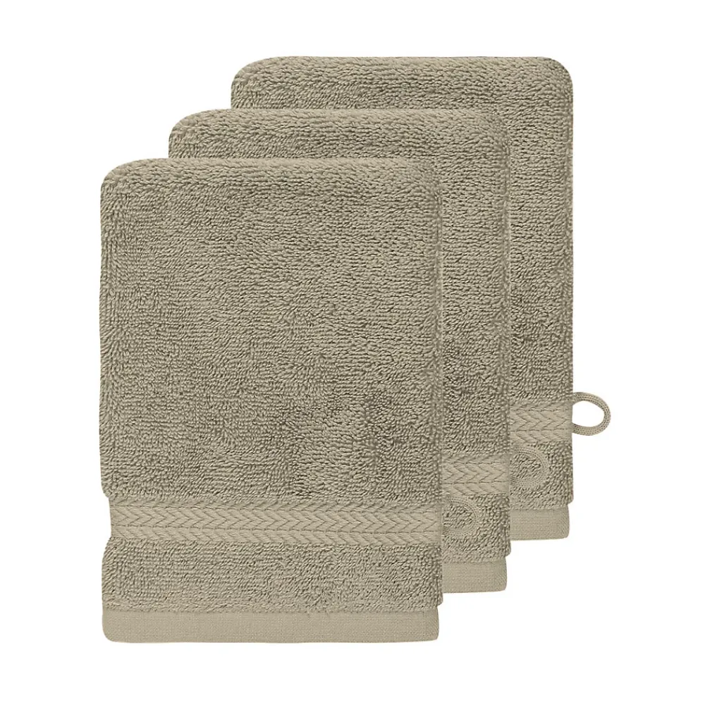Sensei Maison Lot de 3 gants de toilette 550 g/m² Mastic 16x22 cm LUXURY