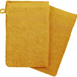 Gant De Toilette|Atmosphera Créateur D'Intérieur Lot de 2 gants de toilette - coton 450 gr/m² - jaune moutarde 15x21 cm - Atmosphera