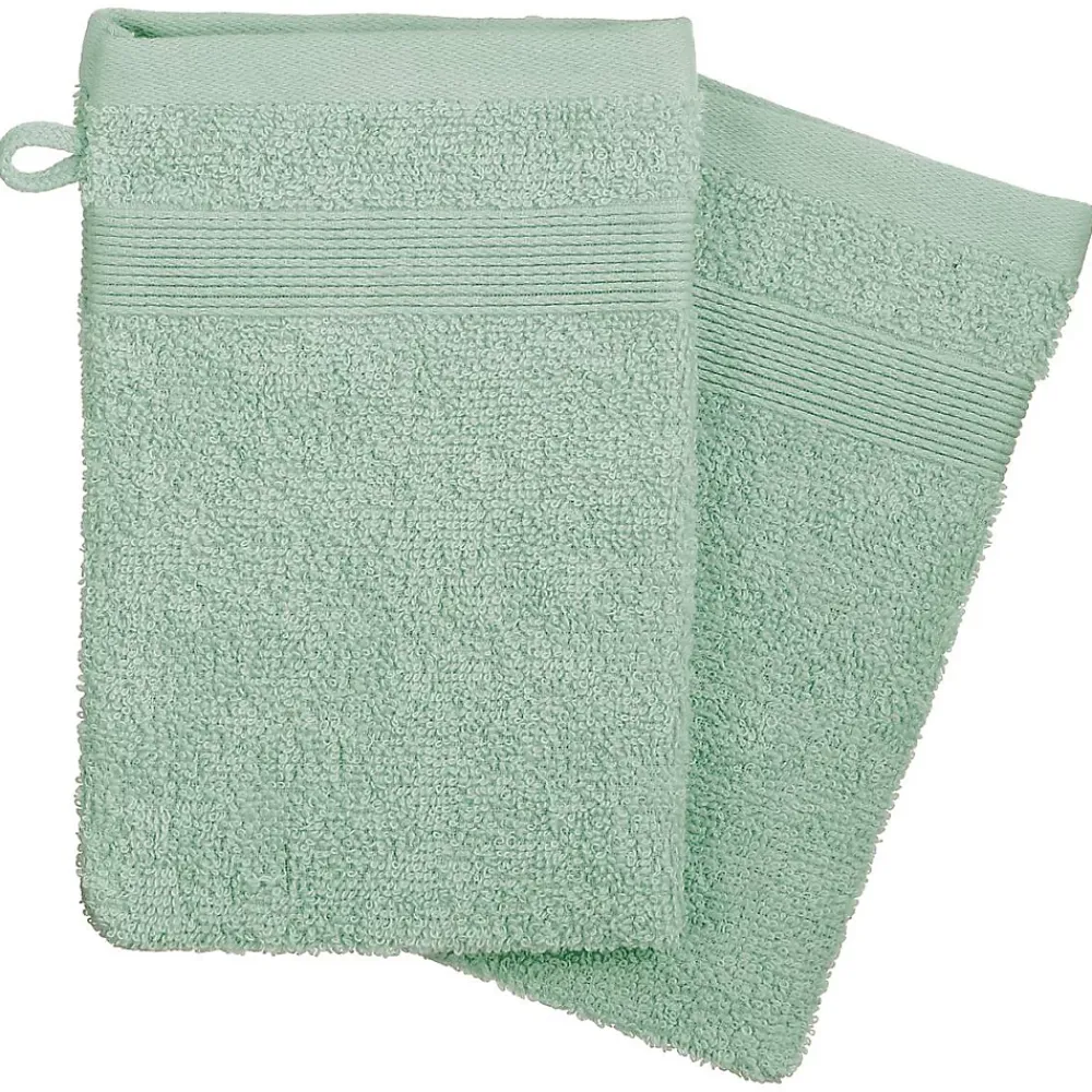 Atmosphera Créateur D'Intérieur Lot de 2 gants de toilette - coton 450 gr/m² - vert céladon 15x21 cm - Atmosphera