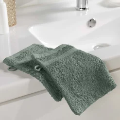 Eden Lot de 2 gants de toilette 15 x 21 cm Tendresse vert cèdre