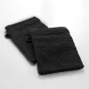 Gant De Toilette|Douceur D'Intérieur Lot de 2 Gants de Toilette Uni Tendresse - 15 x 21 cm - 500gr,m² - 15X21cm - Noir