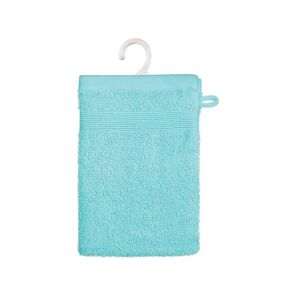Gant De Toilette|Atmosphera Créateur D'Intérieur Lot de 2 gants de toilette - coton 450 gr/m² - bleu aqua 15x21 cm - Atmosphera