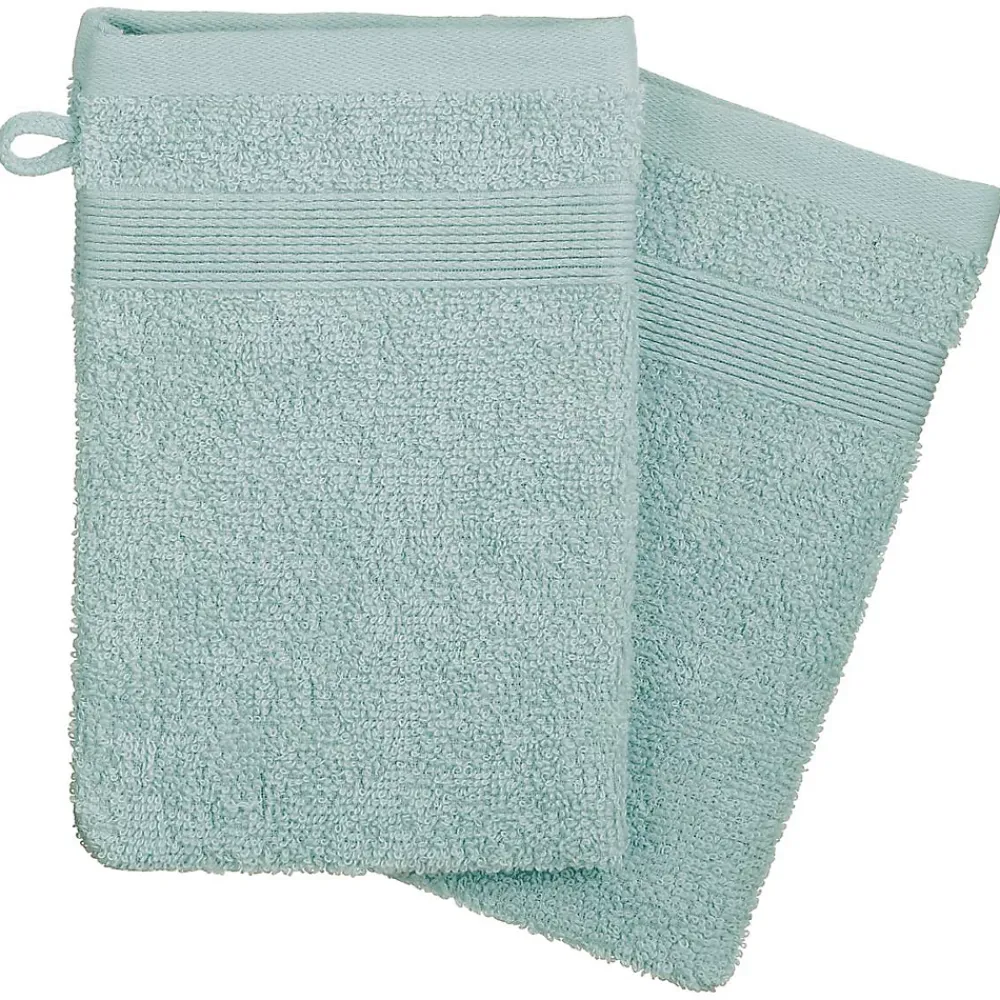 Atmosphera Créateur D'Intérieur Lot de 2 gants de toilette - coton 450 gr/m² - bleu givre 15x21 cm - Atmosphera