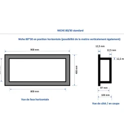 U-tile Lot de 2 niches à carreler étanches - formats intérieurs 50 x 40 cm - 9 cm de profondeur