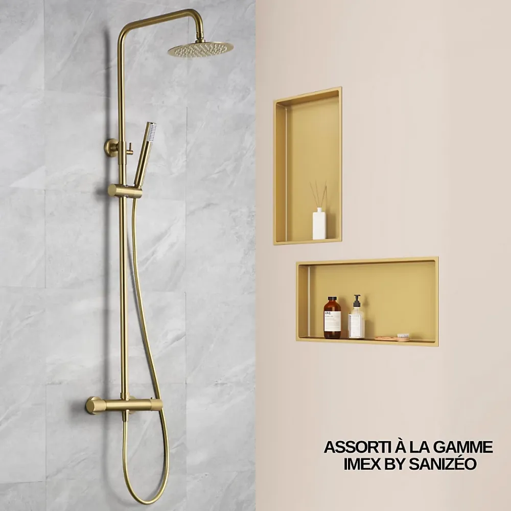 Italbox Lot de 2 Niches de Douche Or Satiné - 30x30 cm - Rangement Mural Salle de Bain - NOOK