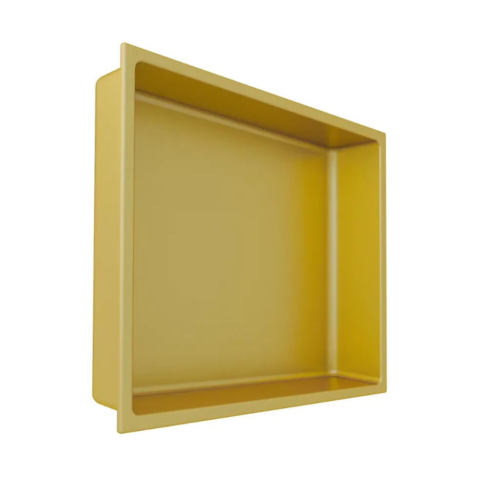 Italbox Lot de 2 Niches de Douche Or Satiné - 30x30 cm - Rangement Mural Salle de Bain - NOOK