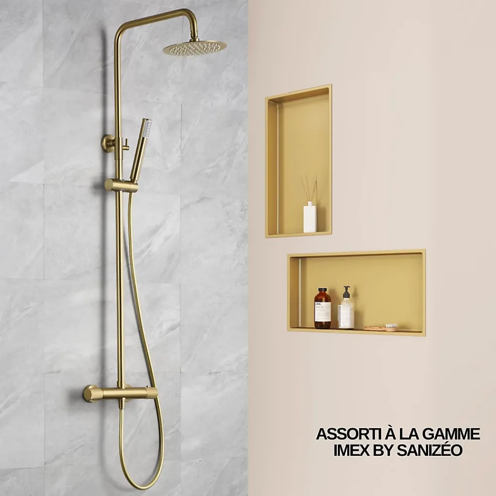 Italbox Lot de 2 Niches de Douche Or Satiné - 30x60 cm - Rangement Mural Salle de Bain - NOOK