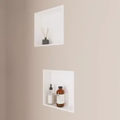 Niche De Salle De Bains|Italbox Lot de 2 Niches de Douche Blanc Satiné - 30x30 cm - Rangement Mural Salle de Bain - NOOK
