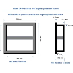 U-tile Lot de 2 niches de douche à carreler - formats intérieurs 40 x 40 cm - 9 cm de profondeur