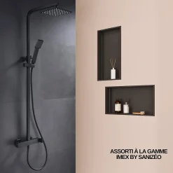 Niche De Salle De Bains|Italbox Lot de 2 Niches de Douche Noir Satiné - 30x60 cm - Rangement Mural Salle de Bain - NOOK