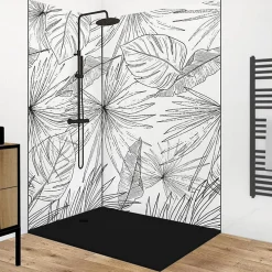 99Deco Lot de 2 panneaux de douche en aluminium (90x220 & 120x220 cm) + profilés noir - Lamnar - Noir