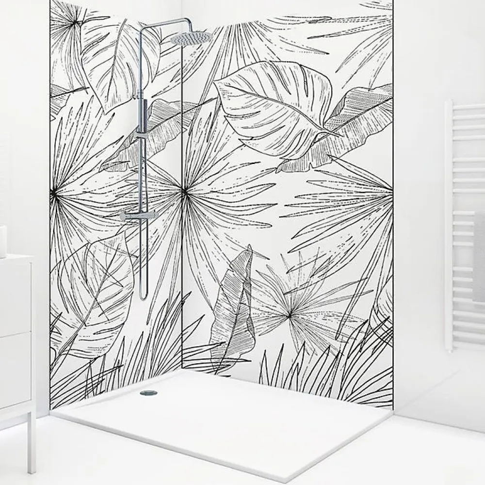 99Deco Lot de 2 panneaux de douche en aluminium (90x220 & 120x220 cm) + profilés noir - Lamnar - Noir