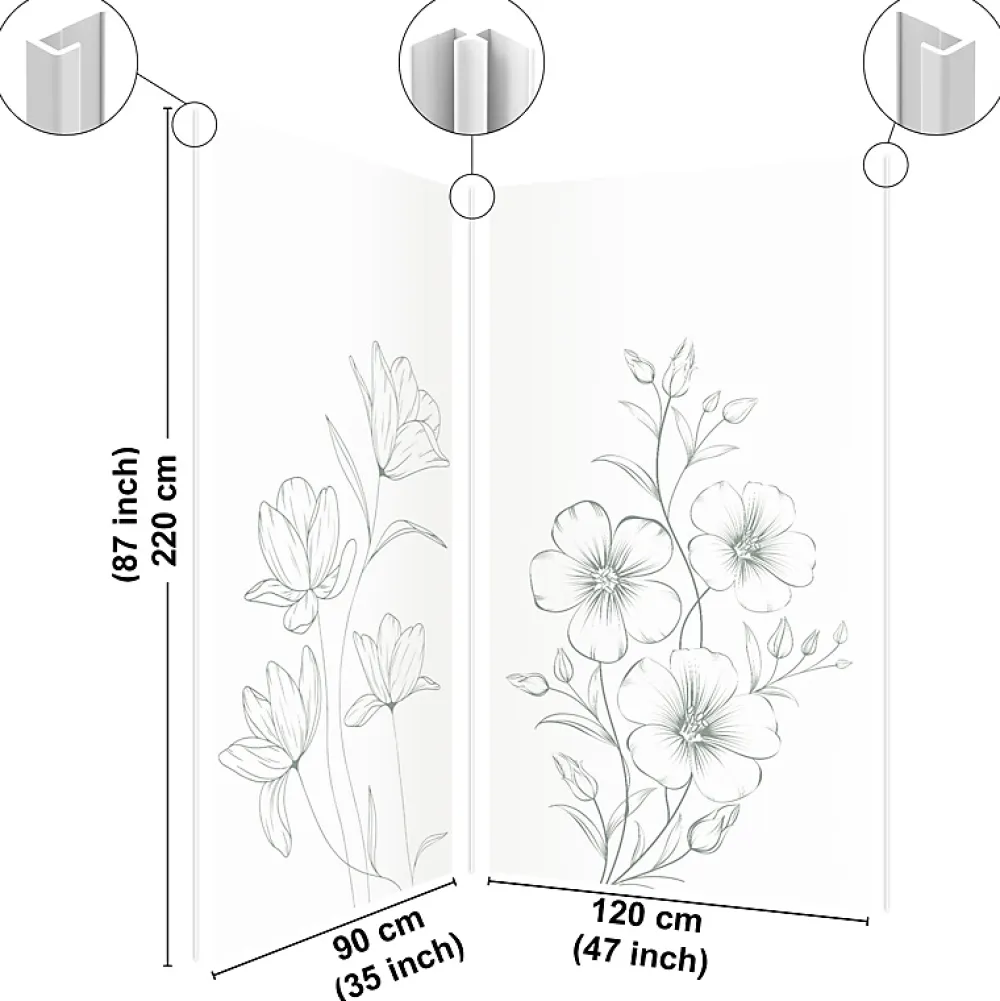 Panneau Mural De Salle De Bains|99Deco Lot de 2 panneaux de douche en aluminium (90x220 & 120x220 cm) + profilés blanc - Charme - Vert