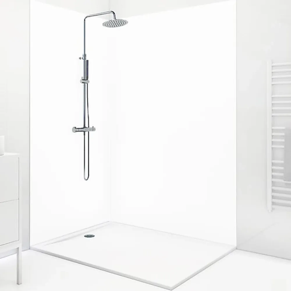 99Deco Lot de 2 panneaux de douche en PVC (90x220 & 120x220 cm) + profilés blanc - Essentiel - Blanc