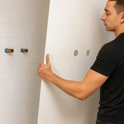 99Deco Lot de 2 panneaux de douche en PVC (90x220 & 120x220 cm) + profilés blanc - Essentiel - Blanc