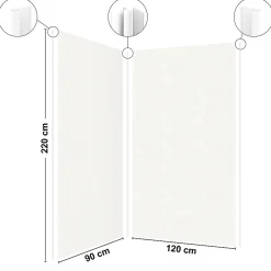 99Deco Lot de 2 panneaux de douche en PVC (90x220 & 120x220 cm) + profilés blanc - Pierre Claire - Gris