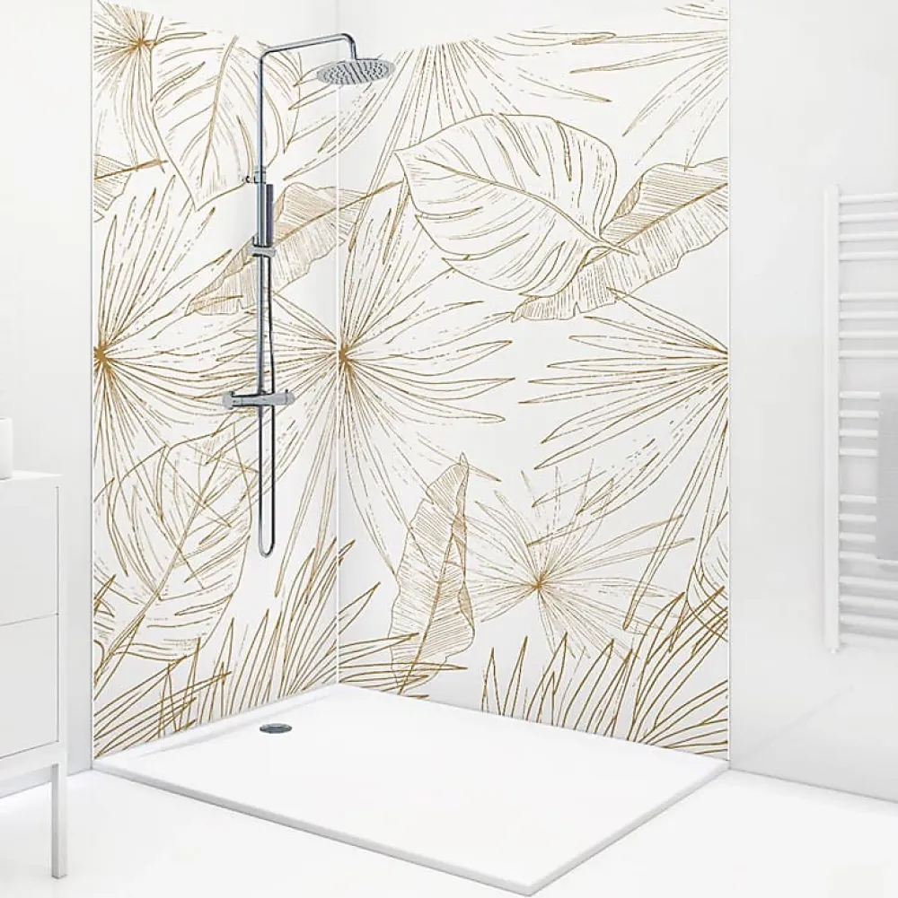 99Deco Lot de 2 panneaux de douche en aluminium (90x220 & 120x220 cm) + profilés blanc - Lamnar Kola