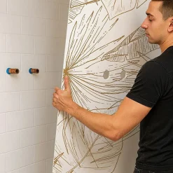 99Deco Lot de 2 panneaux de douche en aluminium (90x220 & 120x220 cm) + profilés blanc - Lamnar Kola