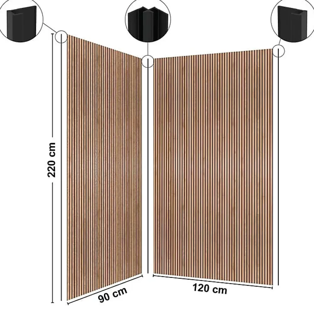 Panneau Mural De Salle De Bains|99Deco Lot de 2 panneaux de douche en PVC (90x220 & 120x220 cm) + profilés noir - effet bois - Japandi - Marron et noir