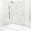 Panneau Mural De Salle De Bains|99Deco Lot de 2 panneaux de douche en PVC (90x220 & 120x220 cm) + profilés blanc - New Trashwall - Marron