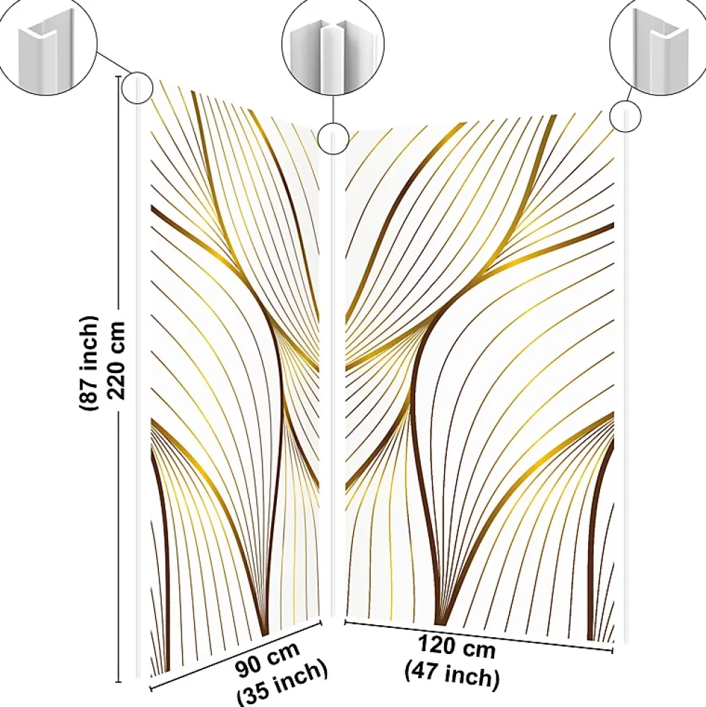 99Deco Lot de 2 panneaux de douche en PVC (90x220 & 120x220 cm) + profilés blanc - Sotma - Blanc et doré