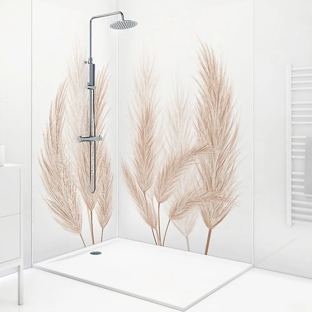 99Deco Lot de 2 panneaux de douche en aluminium (90x220 & 120x220 cm) + profilés blanc - Pampa - Marron