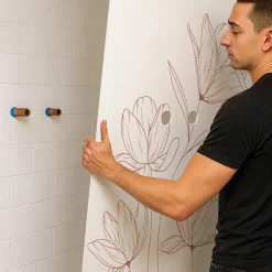 Panneau Mural De Salle De Bains|99Deco Lot de 2 panneaux de douche en aluminium (90x220 & 120x220 cm) + profilés blanc - Charme - Terracotta